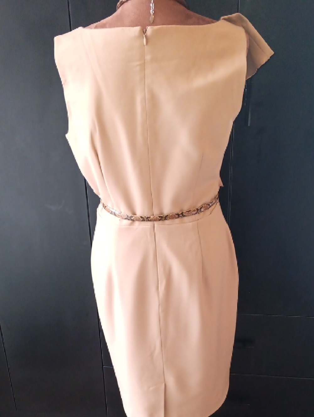Calvin Klein Beige Ruffle Midi Dress - Picture 5 of 6